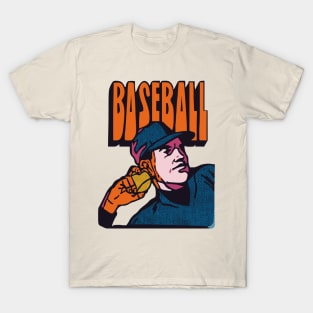 Baseball Pitcher Vintage 1970s Pop Art Style T-Shirt
